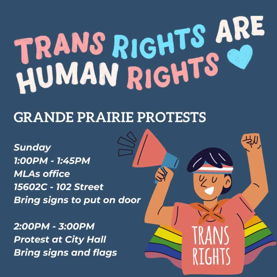 Trans Rights are Human RIghts - Grande Prairie Protests